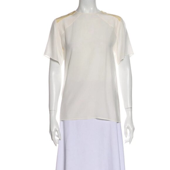 Miu Miu Made in Italy Crewneck Silk Top White/Gold  Size Medium - Picture 1 of 10